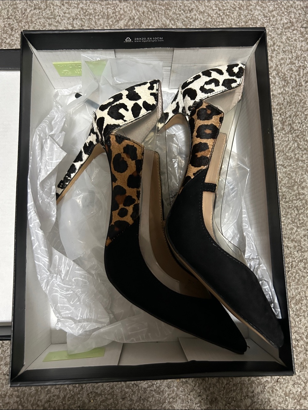 INC International Concepts Black and Leopard Print Pointed-Toe D'Orsay Heels